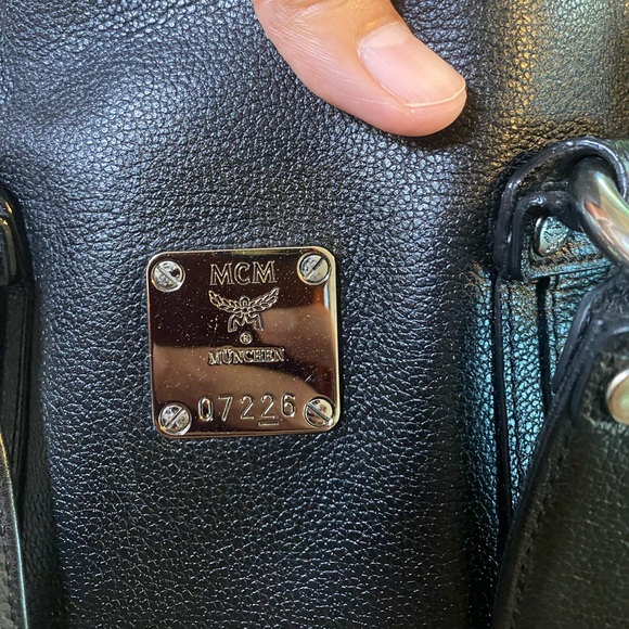 MCM Black Leather Satchel with Silver Details - Picture 14 of 15